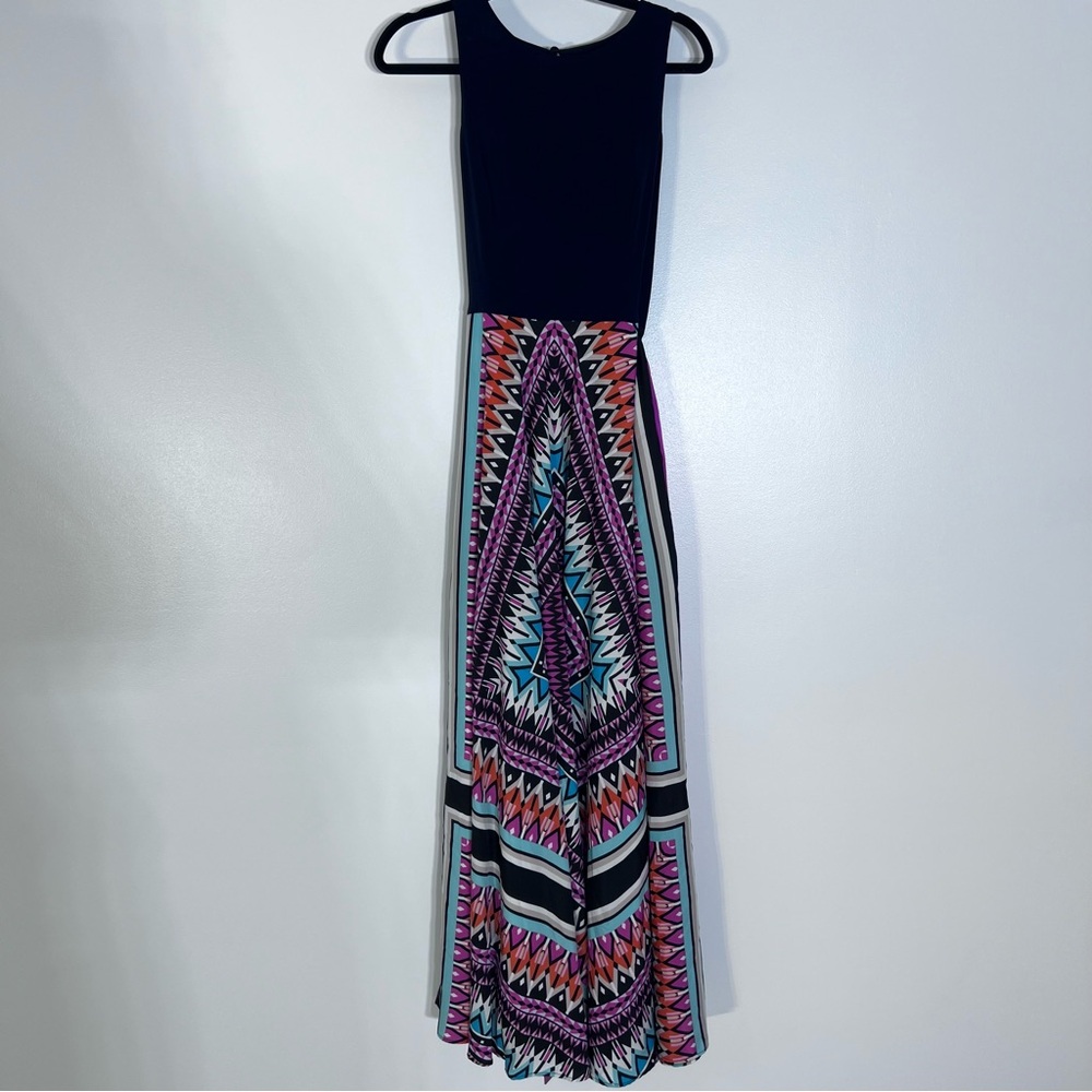 Eliza J Black and Vibrant Patterned Maxi Dress